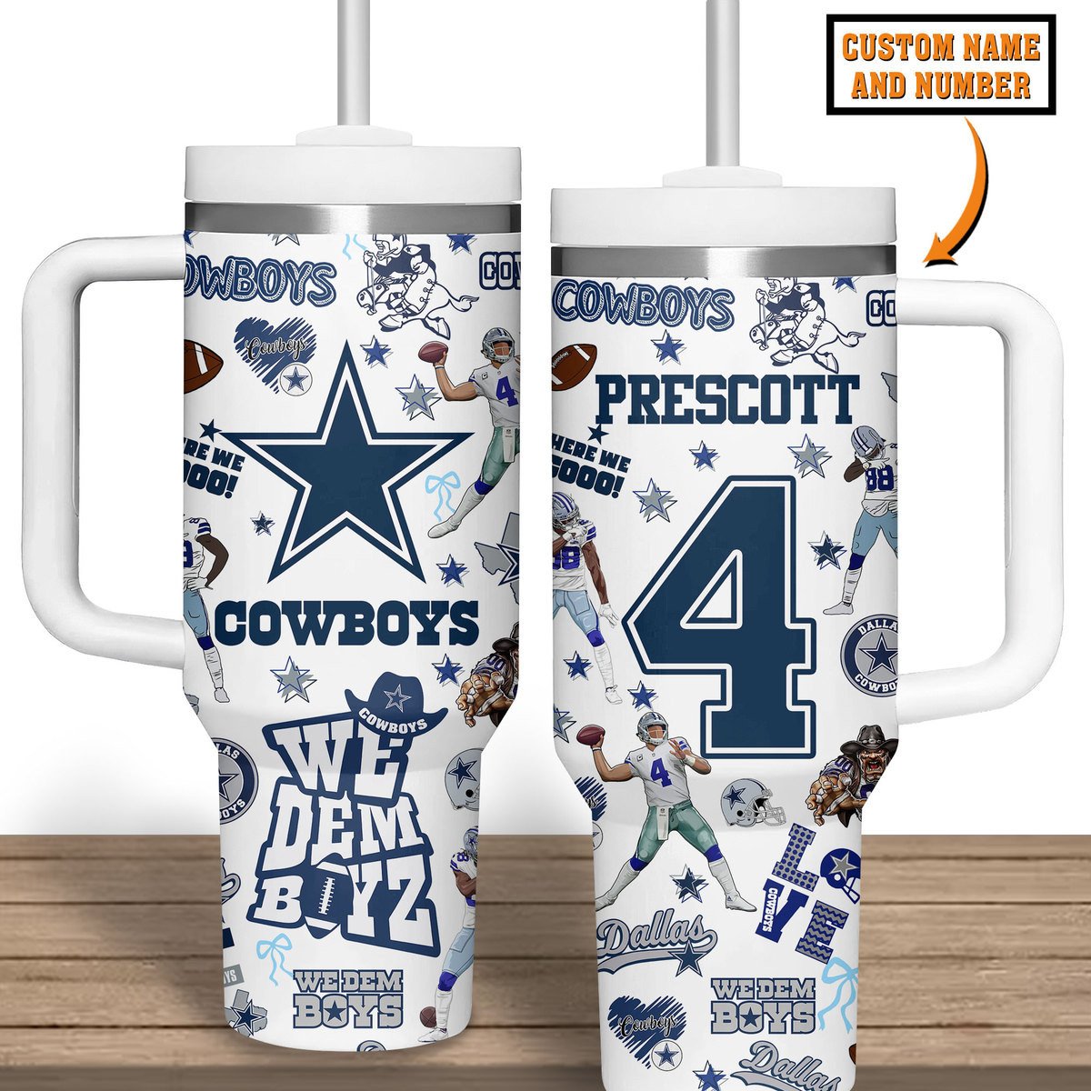 Dallas Cowboys NFL Custom Stanley Cup 40 oz 30 oz Tumbler With Handle