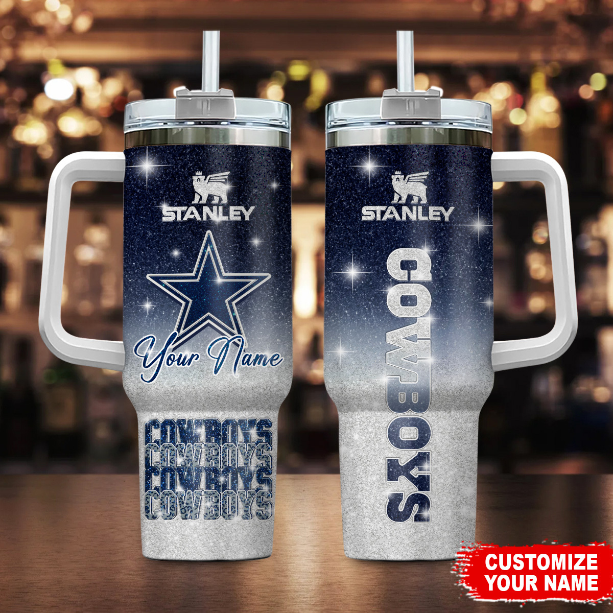 Dallas Cowboys NFL Glitter Custom Stanley Cup 40 oz 30 oz Tumbler With Handle
