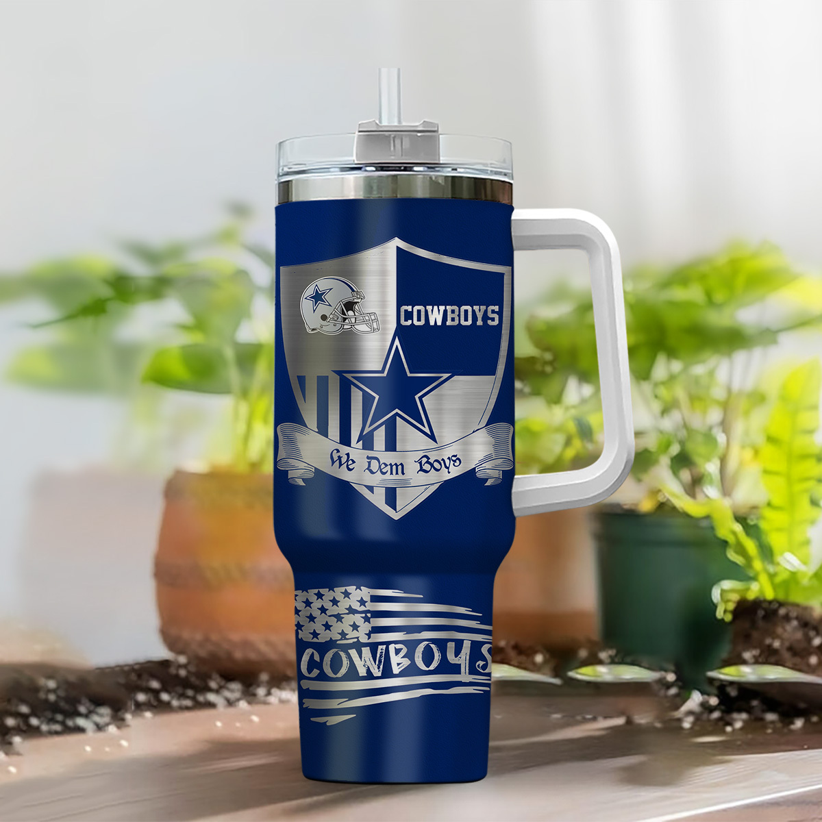 Dallas Cowboys NFL Silver Logo Custom Stanley Cup 40 oz 30 oz Tumbler With Handle