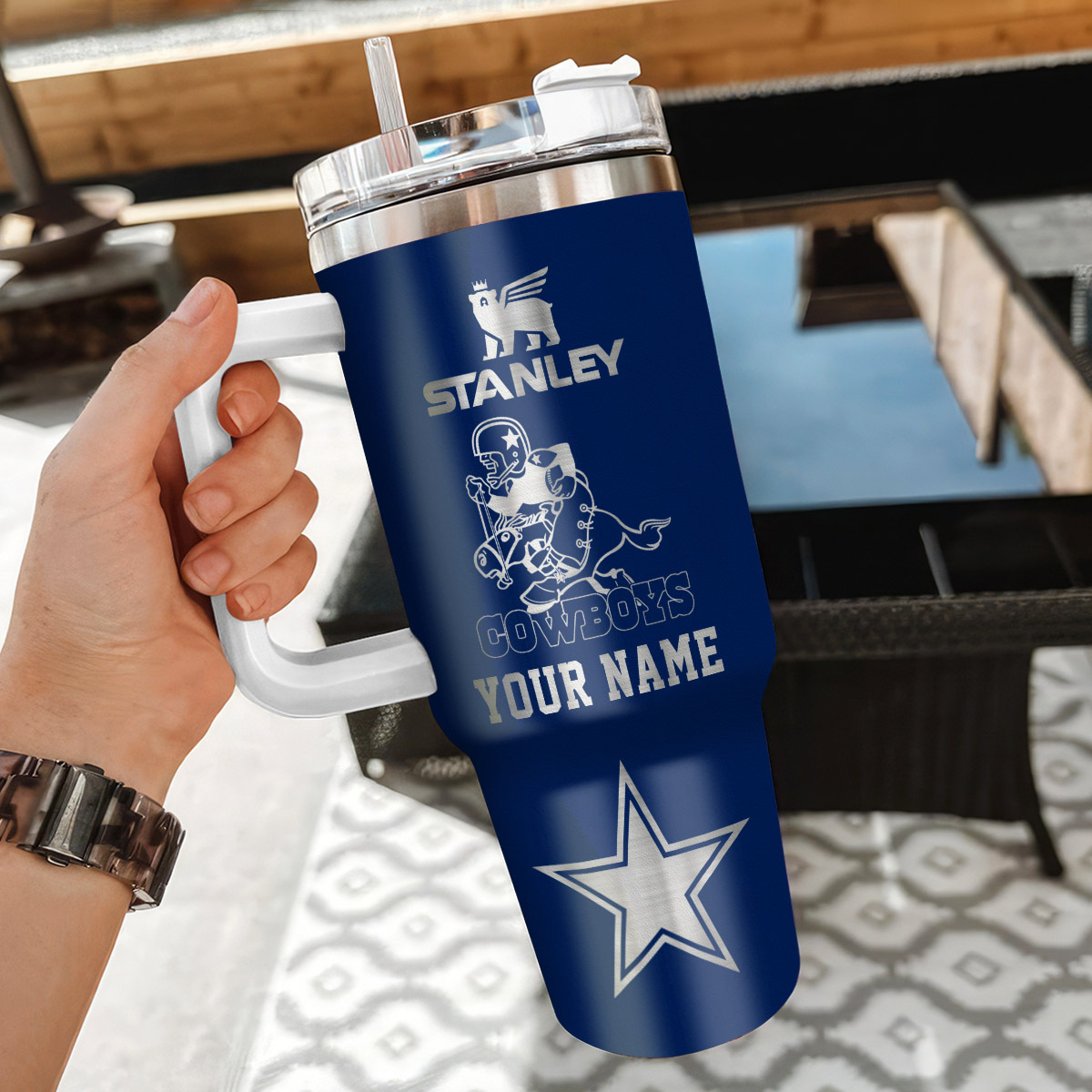 Dallas Cowboys NFL Silver Logo Custom Stanley Cup 40 oz 30 oz Tumbler With Handle