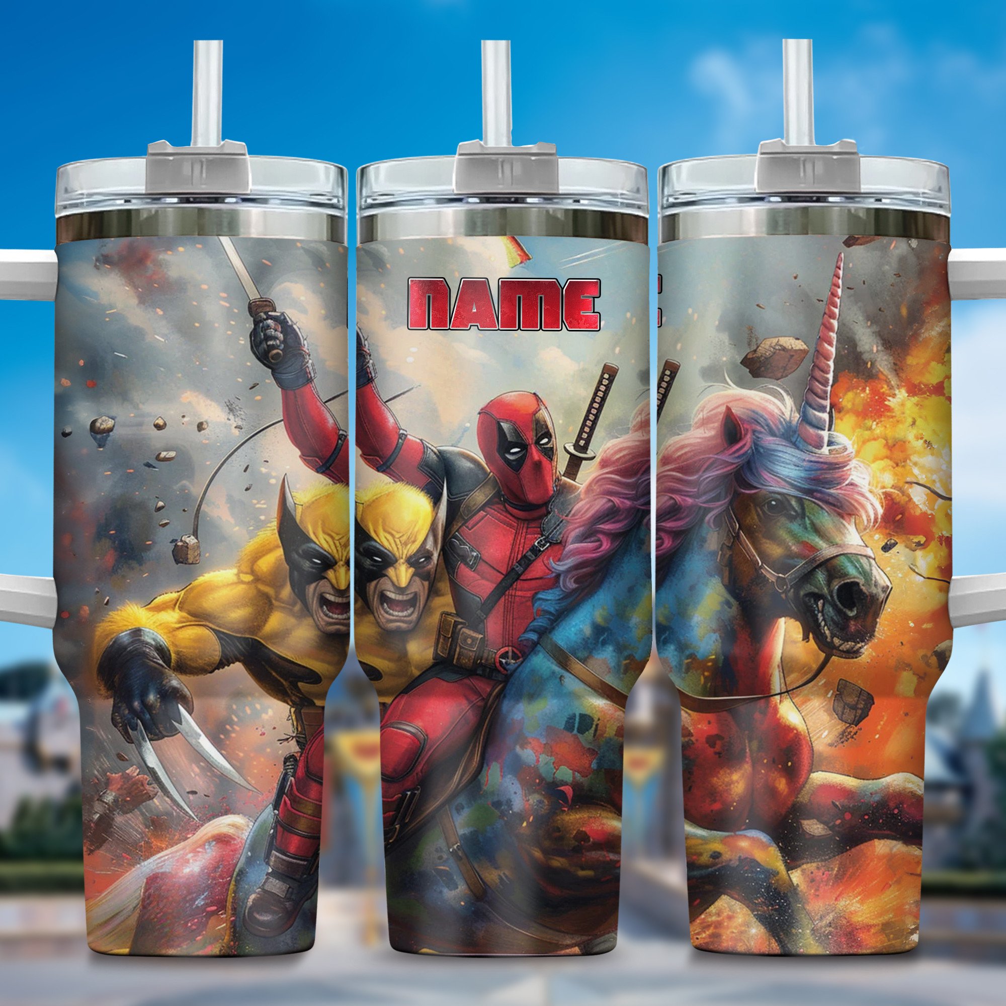 Deadpool Wolverine Movies Custom Stanley Cup 40 oz 30 oz Tumbler With Handle