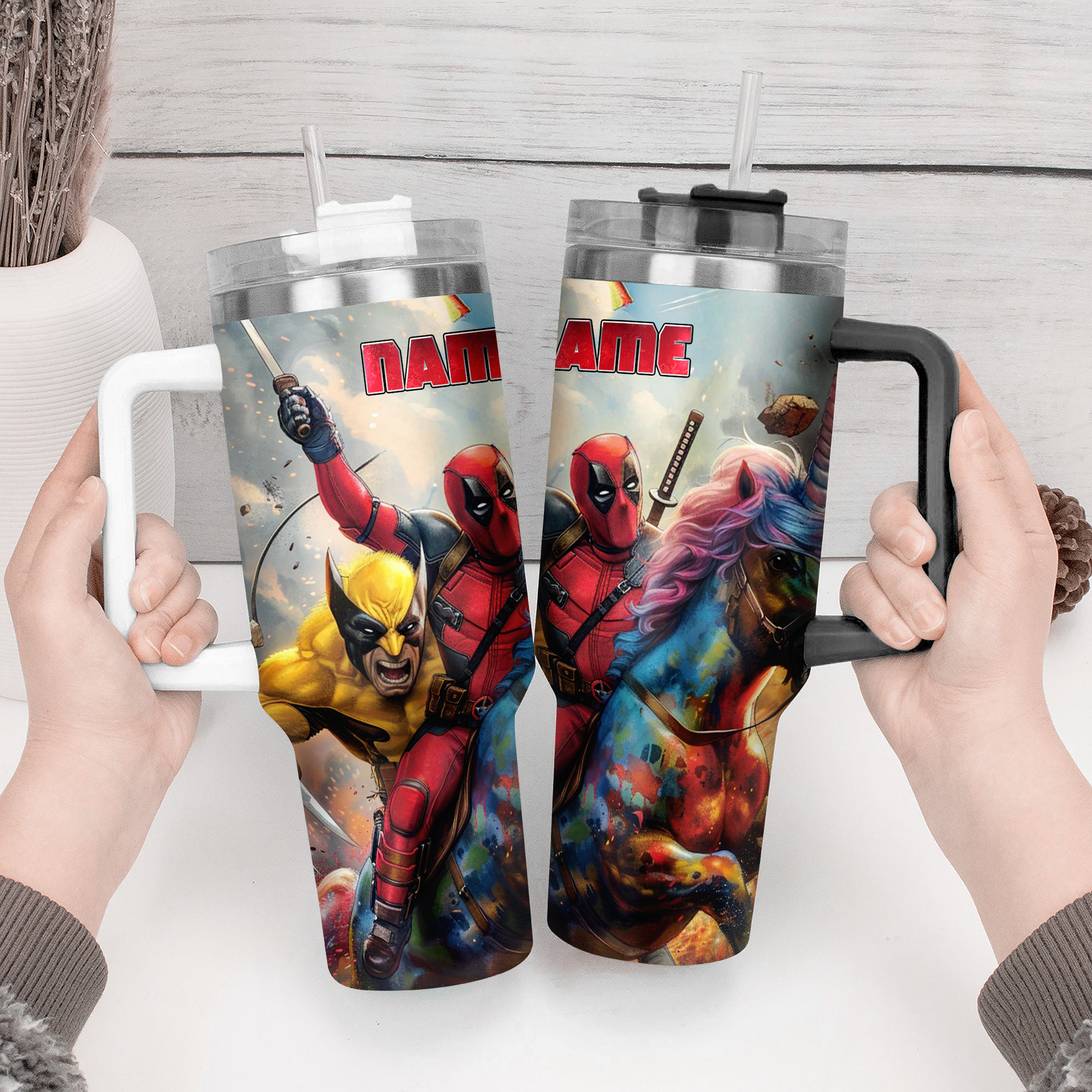 Deadpool Wolverine Movies Custom Stanley Cup 40 oz 30 oz Tumbler With Handle