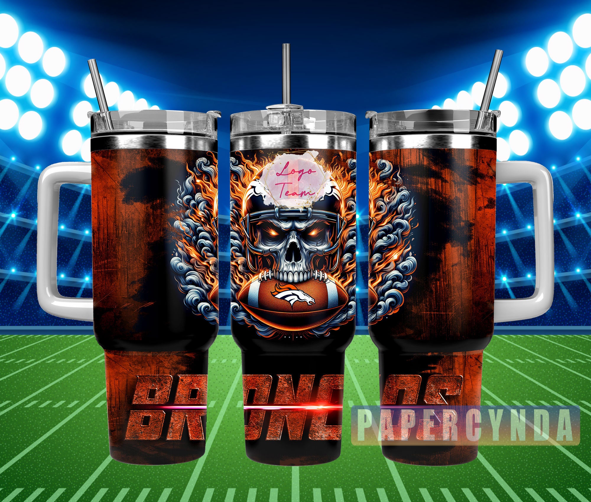 Denver Broncos Custom Stanley Cup 40 oz 30 oz Tumbler With Handle