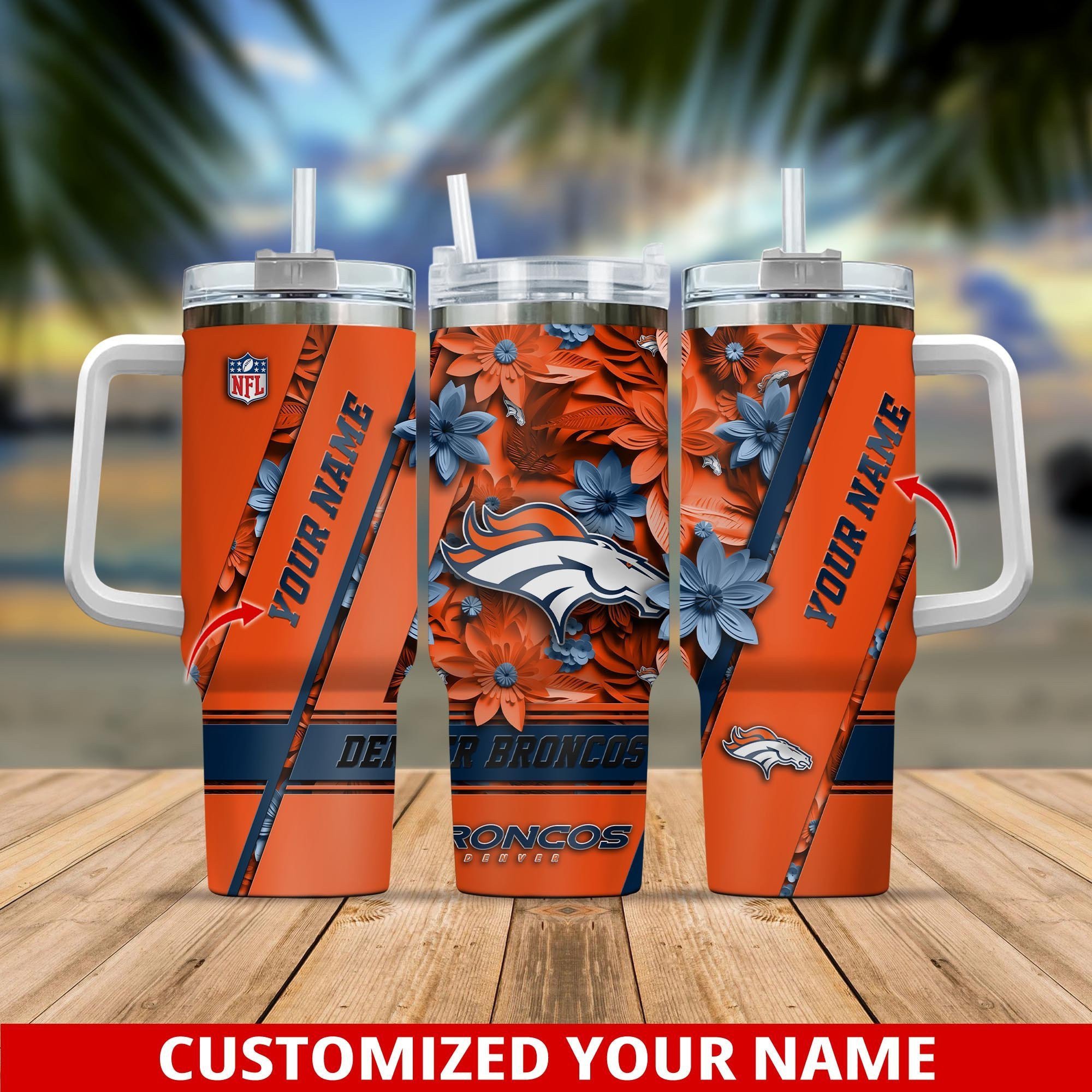 Denver Broncos NFL Custom Stanley Cup 40 oz 30 oz Tumbler With Handle