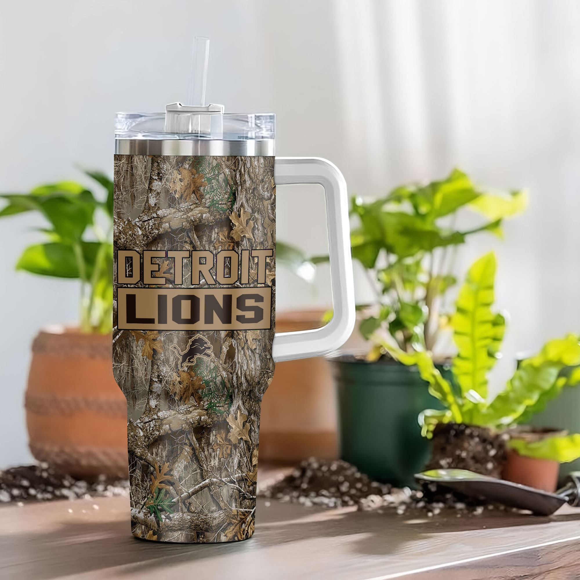 Detroit Lions NFL Hunting Realtree Custom Stanley Cup 40 oz 30 oz Tumbler With Handle