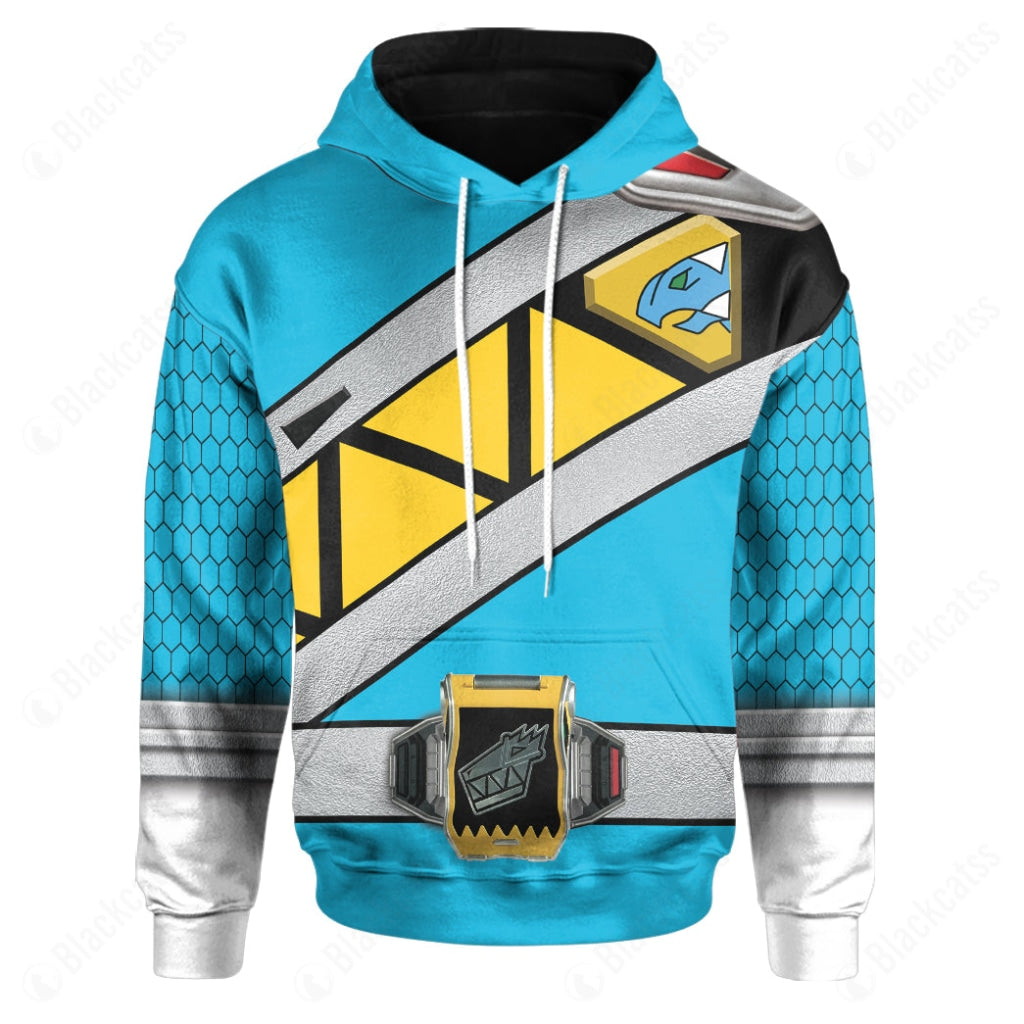 Dino Charge Power Rangers Aqua Ranger Costume Hoodie Sweatshirt T-Shirt Sweatpants Tracksuit - Stormmerch Exclusive