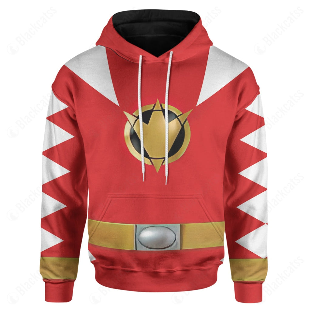 Dino Thunder Red Power Rangers Costume Hoodie Sweatshirt T-Shirt Sweatpants Tracksuit - Stormmerch Exclusive