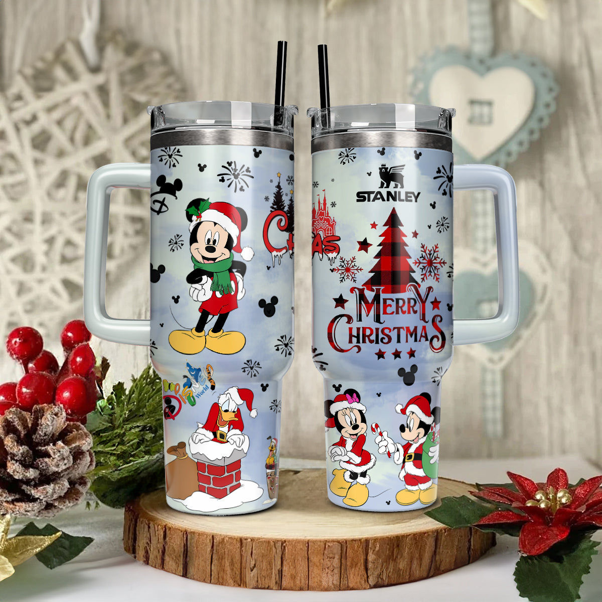 Disney Characters Cartoon Christmas Custom Stanley Cup 40 oz 30 oz Tumbler With Handle