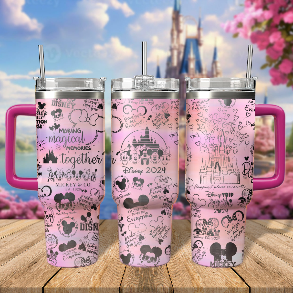 Disney Vacation Family Trip Cartoon Custom Stanley Cup 40 oz 30 oz Tumbler With Handle