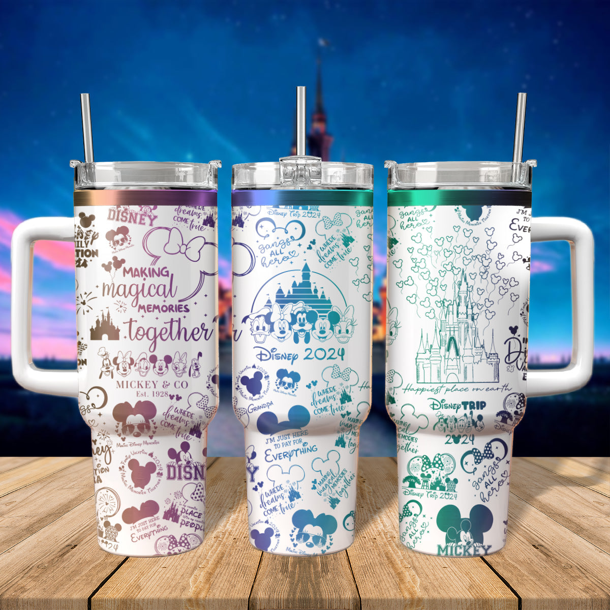 Disney Vacation Family Trip Cartoon Custom Stanley Cup 40 oz 30 oz Tumbler With Handle