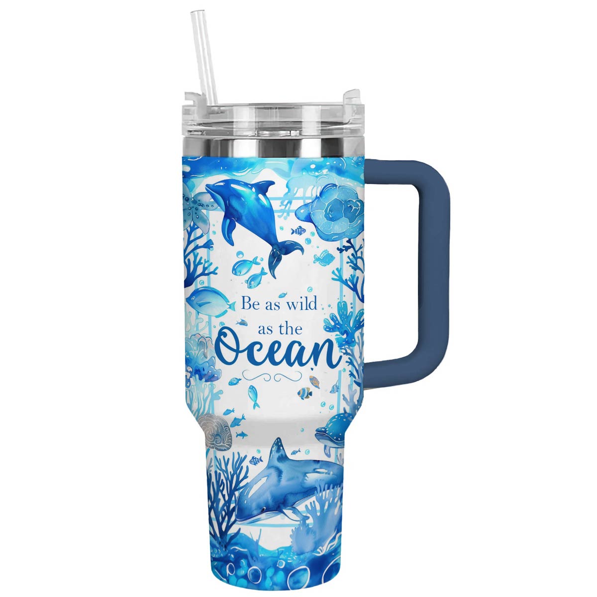 Dolphin Ocean Custom Stanley Cup 40 oz 30 oz Tumbler With Handle