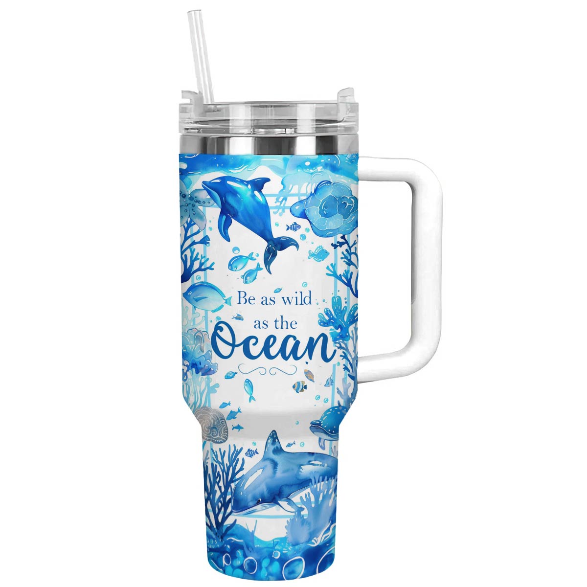 Dolphin Ocean Custom Stanley Cup 40 oz 30 oz Tumbler With Handle