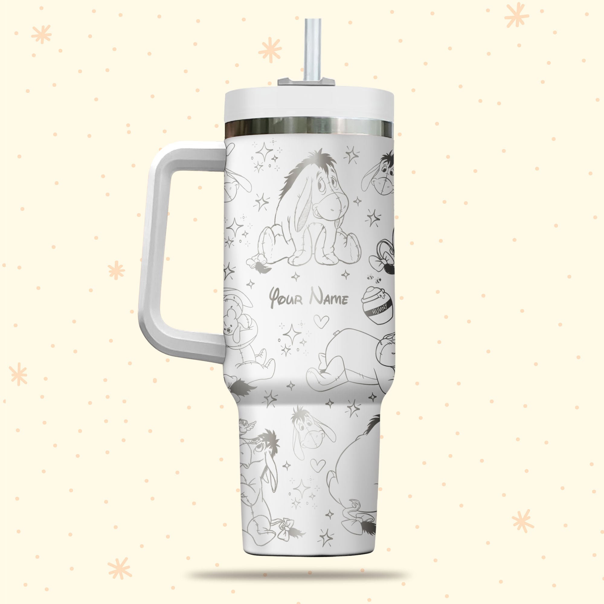 Eeyore Winnie The Pooh Disney Cartoon Custom Stanley Cup 40 oz 30 oz Tumbler With Handle