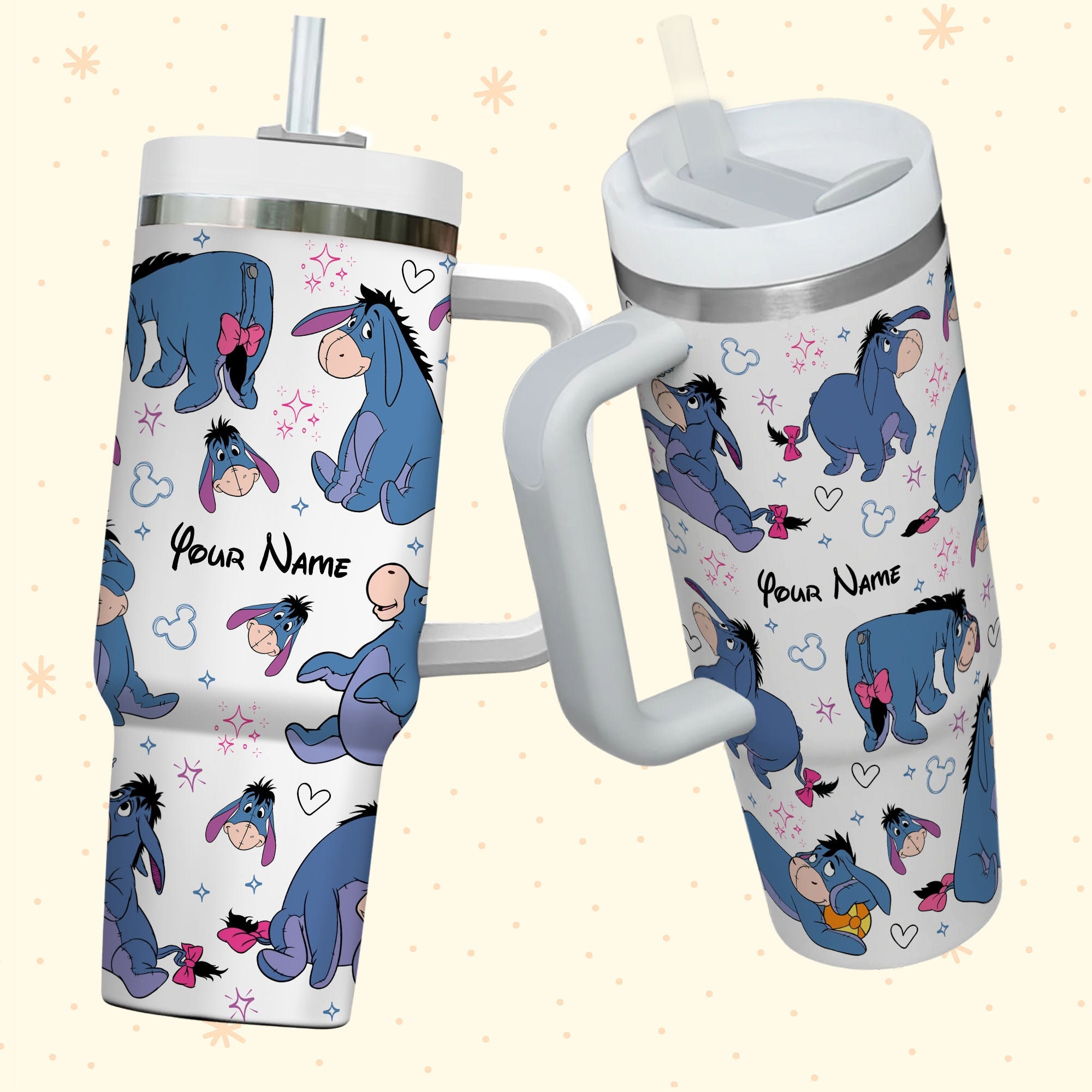 Eeyore Winnie The Pooh Disney Cartoon Custom Stanley Cup 40 oz 30 oz Tumbler With Handle