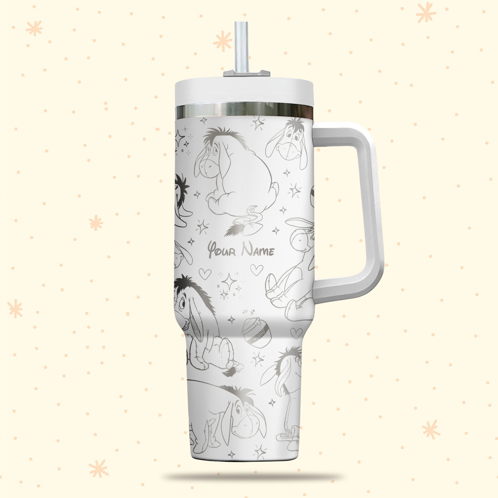 Eeyore Winnie The Pooh Disney Cartoon Custom Stanley Cup 40 oz 30 oz Tumbler With Handle