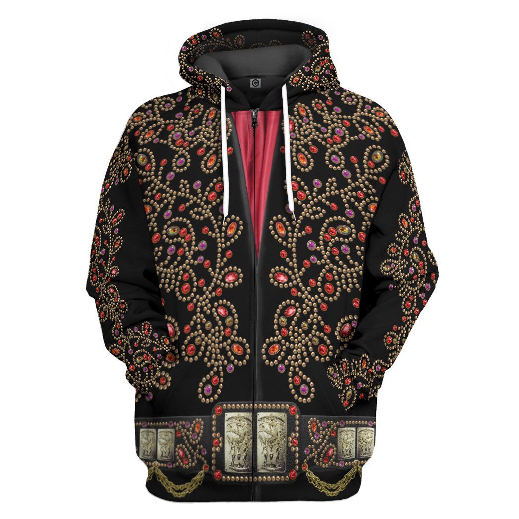 Elvis Presley Black Spanish Red Flower Costume Hoodie Sweatshirt T-Shirt Sweatpants Tracksuit - Stormmerch Exclusive
