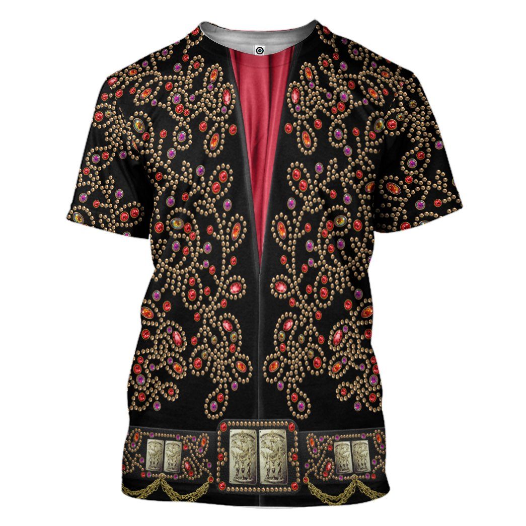 Elvis Presley Black Spanish Red Flower Costume Hoodie Sweatshirt T-Shirt Sweatpants Tracksuit - Stormmerch Exclusive