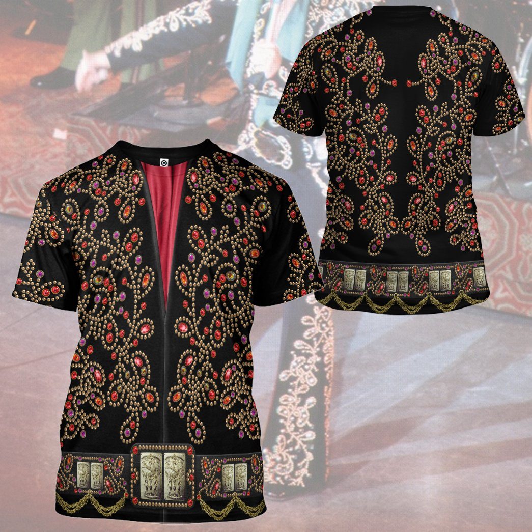 Elvis Presley Black Spanish Red Flower Costume Hoodie Sweatshirt T-Shirt Sweatpants Tracksuit - Stormmerch Exclusive