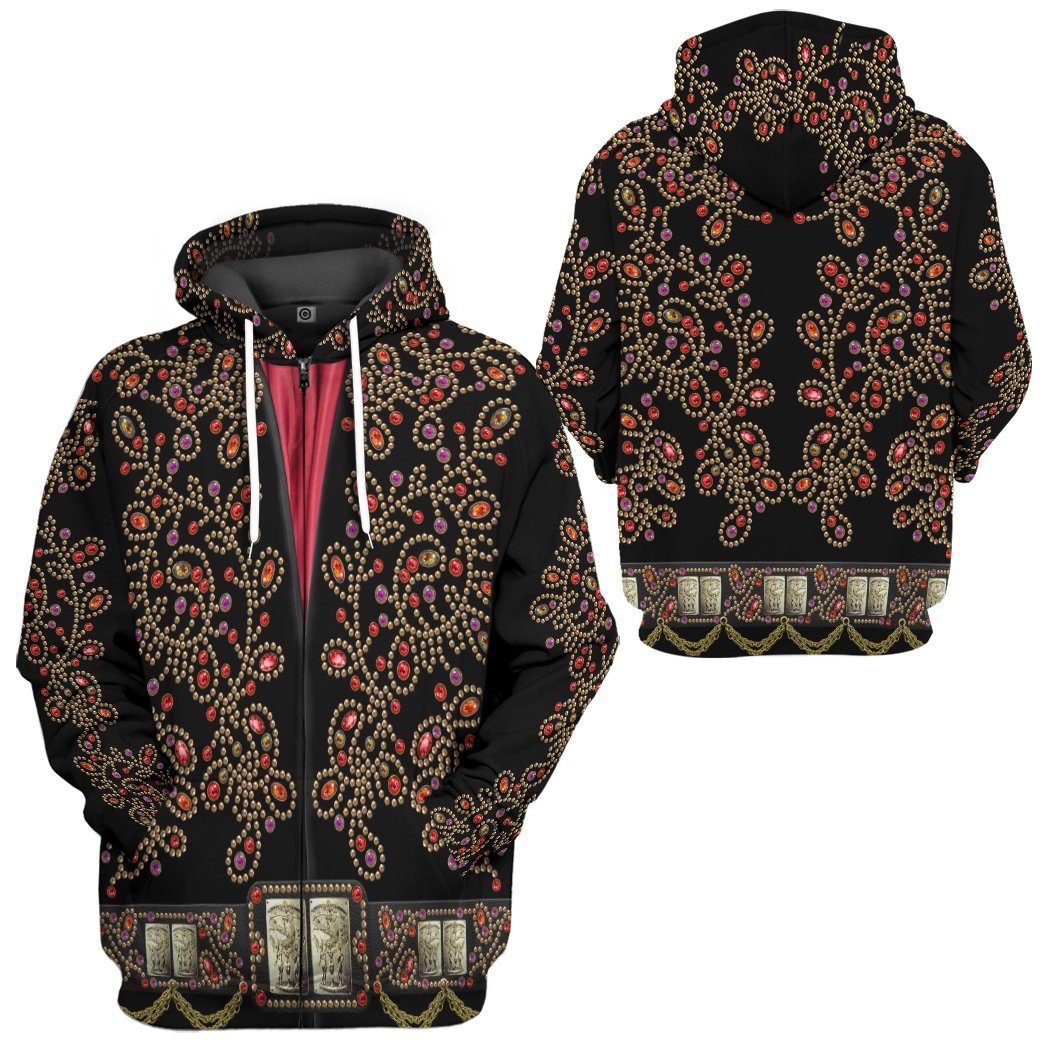 Elvis Presley Black Spanish Red Flower Costume Hoodie Sweatshirt T-Shirt Sweatpants Tracksuit - Stormmerch Exclusive
