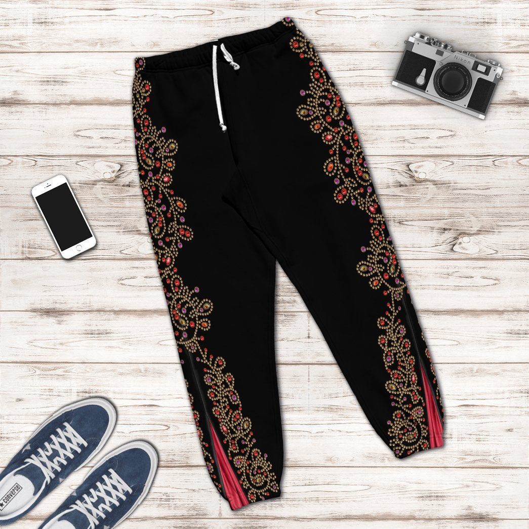 Elvis Presley Black Spanish Red Flower Costume Hoodie Sweatshirt T-Shirt Sweatpants Tracksuit - Stormmerch Exclusive