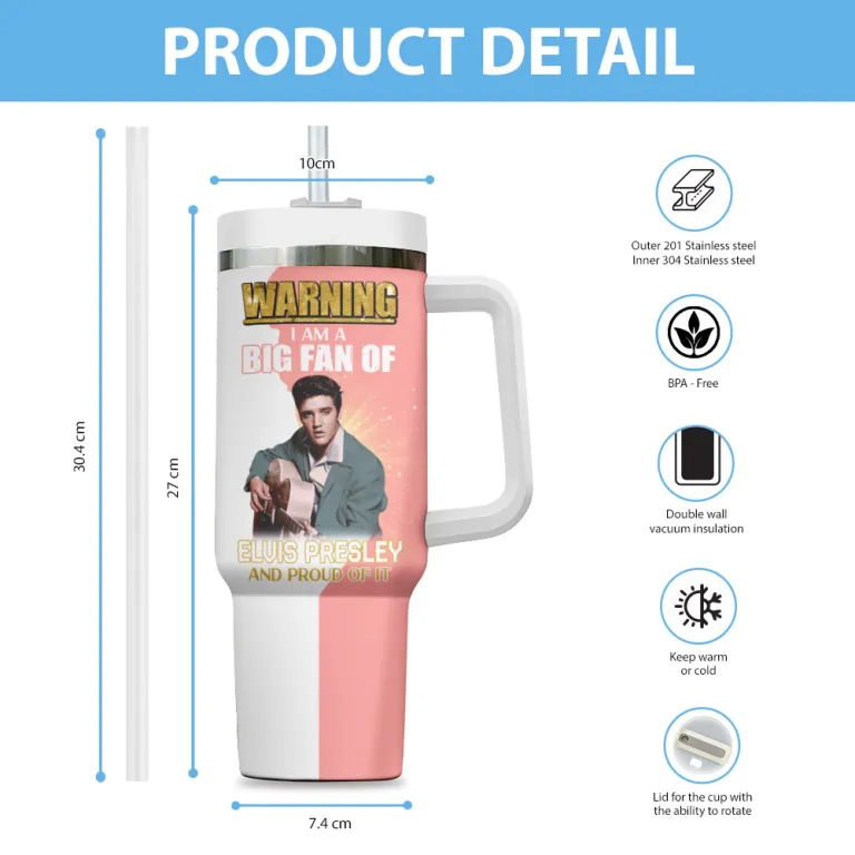 Elvis Presley Music Custom Stanley Cup 40 oz 30 oz Tumbler With Handle