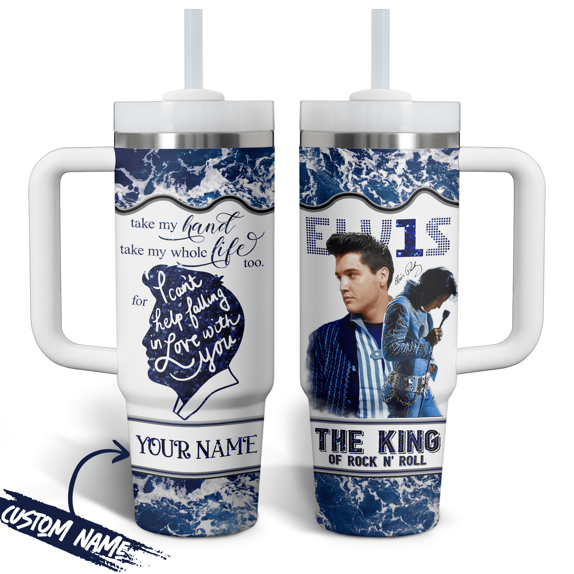 Elvis Presley Music Custom Stanley Cup 40 oz 30 oz Tumbler With Handle