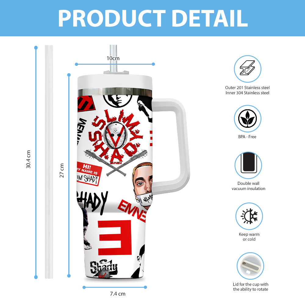 Eminem Music Custom Stanley Cup 40 oz 30 oz Tumbler With Handle