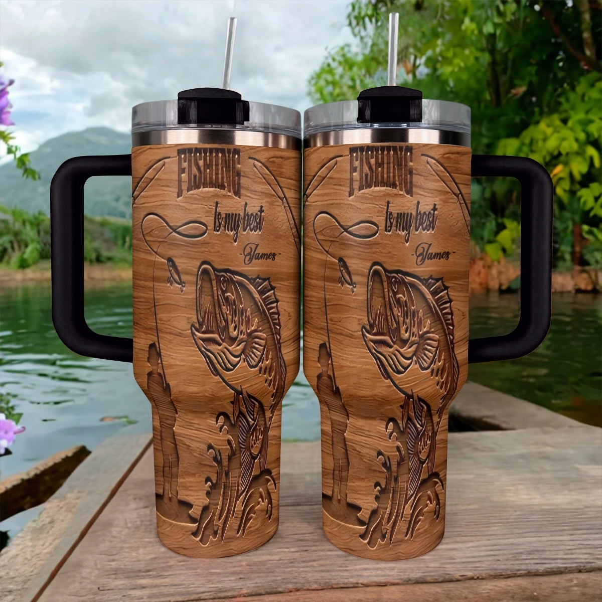Fishing Custom Stanley Cup 40 oz 30 oz Tumbler With Handle