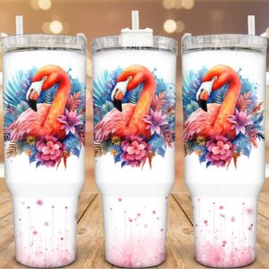 Floral Flamingo Custom Stanley Cup 40 oz 30 oz Tumbler With Handle
