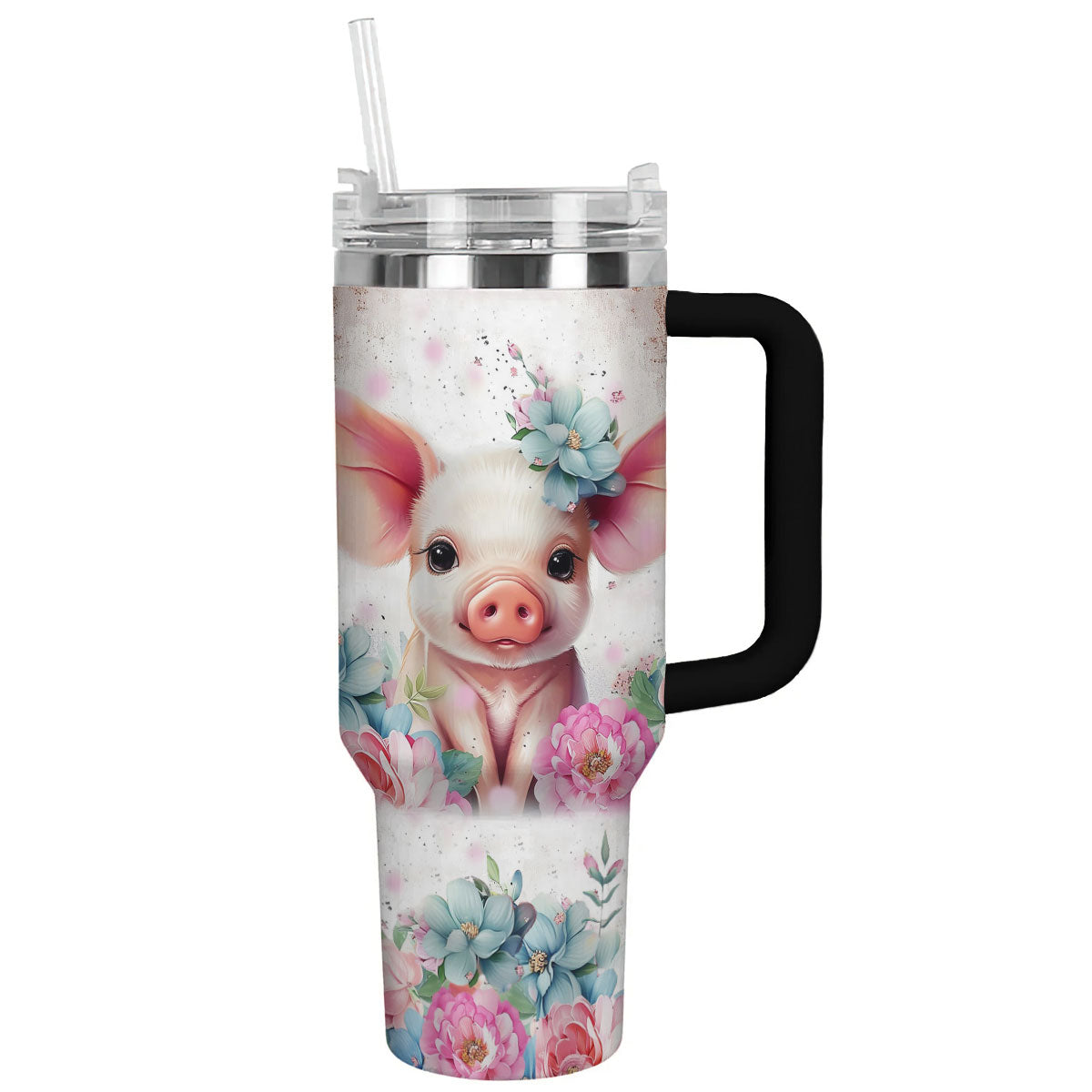 Floral Pig Custom Stanley Cup 40 oz 30 oz Tumbler With Handle