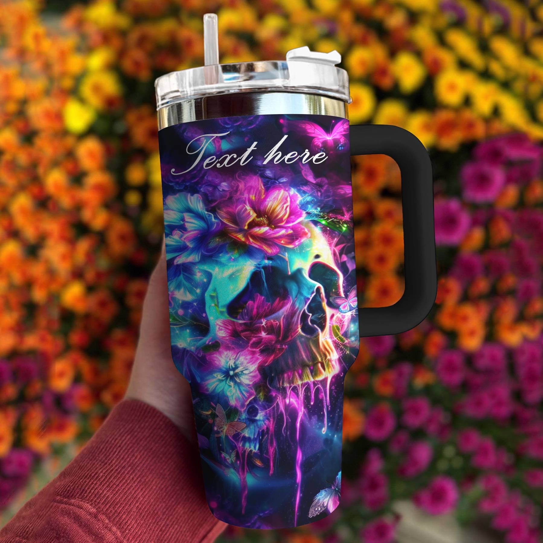 Flower Custom Stanley Cup 40 oz 30 oz Tumbler With Handle