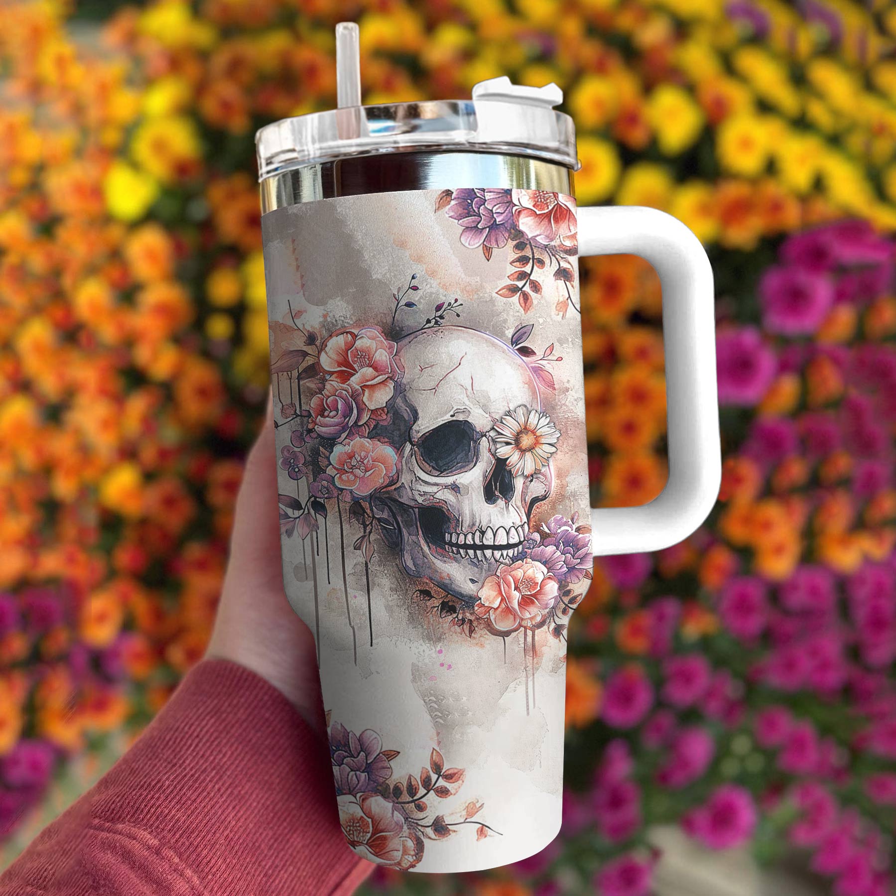 Flower Custom Stanley Cup 40 oz 30 oz Tumbler With Handle