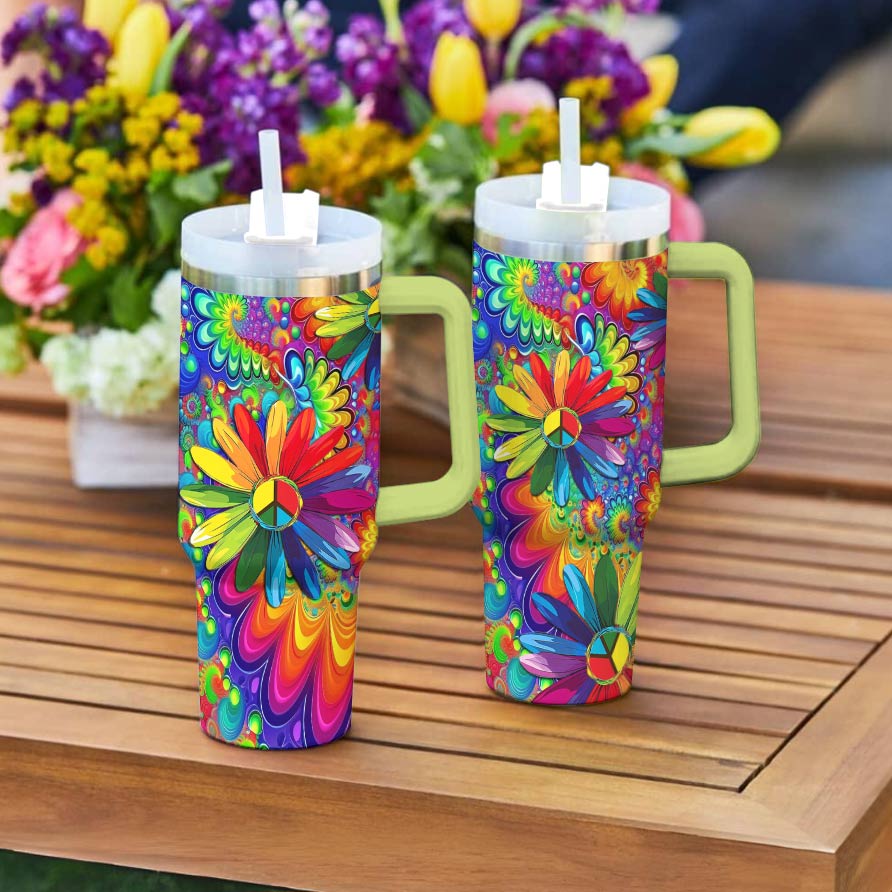 Flower Custom Stanley Cup 40 oz 30 oz Tumbler With Handle