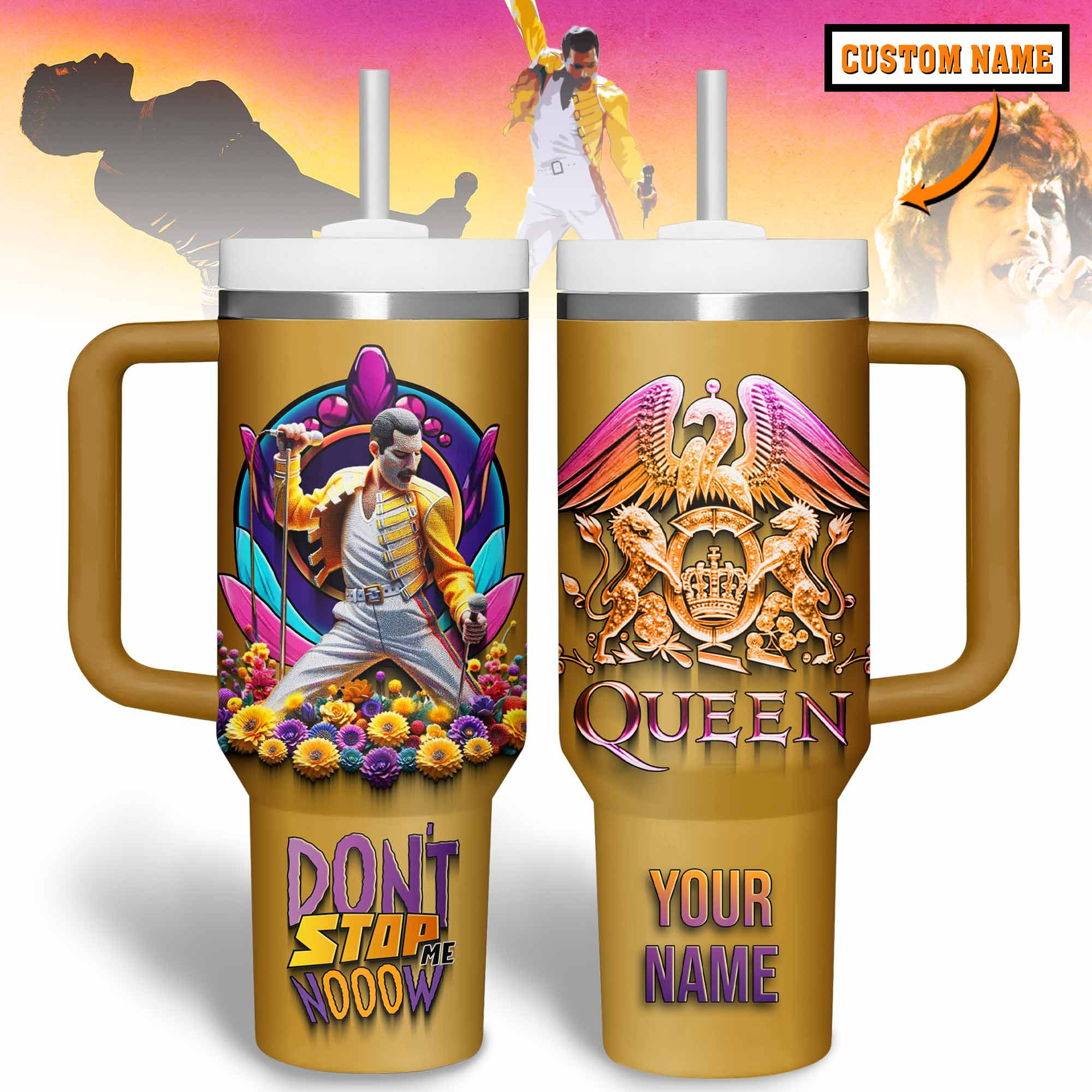 Freddie Mercury Music Custom Stanley Cup 40 oz 30 oz Tumbler With Handle
