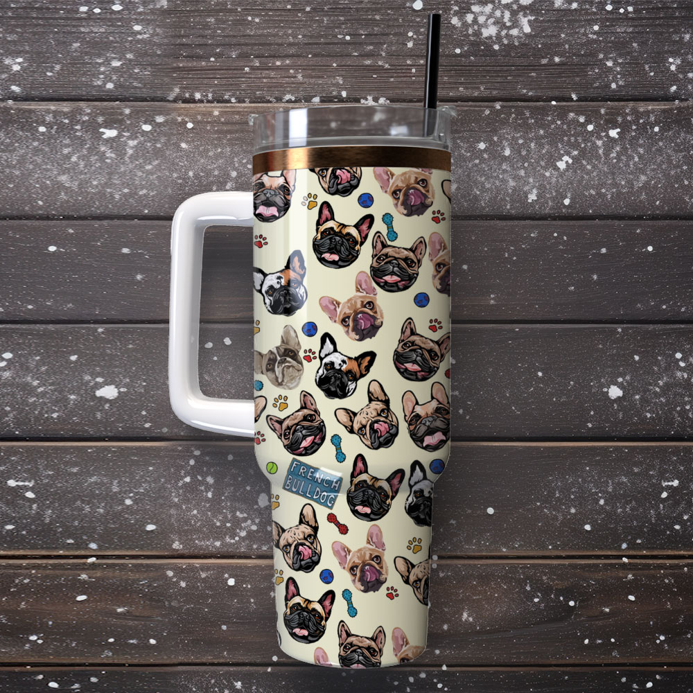 French Bull Dog Artwork Custom Stanley Cup 40 oz 30 oz Tumbler With Handle