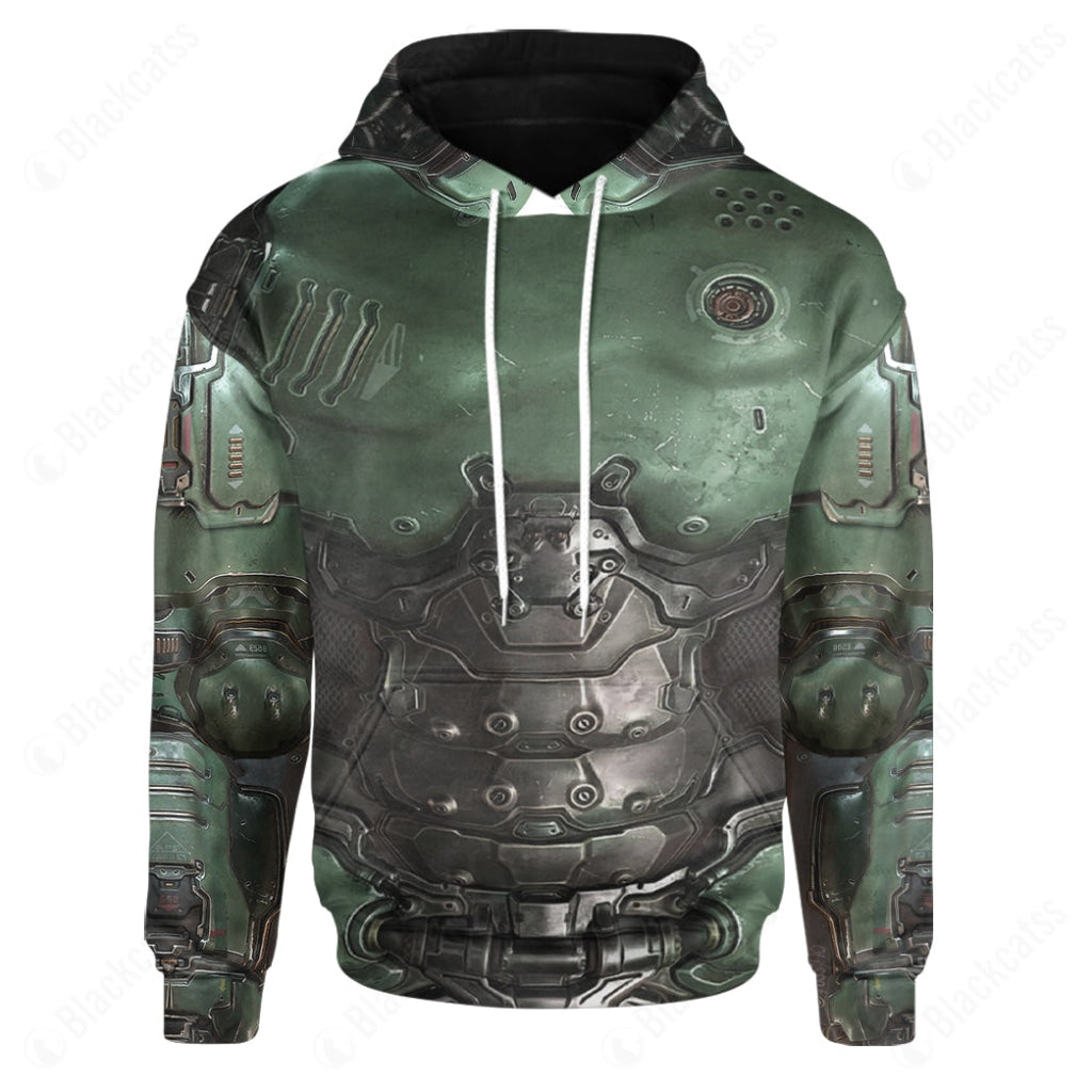 Game Doom Guy Costume Hoodie Sweatshirt T-Shirt Sweatpants Tracksuit - Stormmerch Exclusive