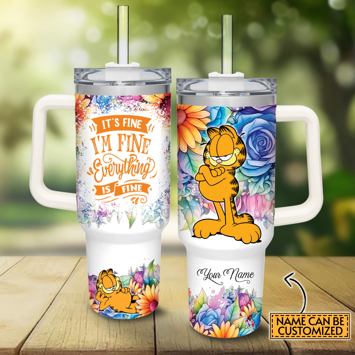 Garfield Cartoon Custom Stanley Cup 40 oz 30 oz Tumbler With Handle