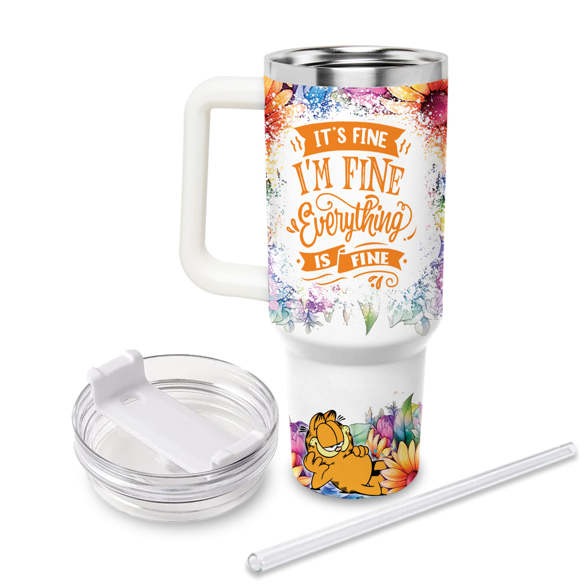 Garfield Cartoon Custom Stanley Cup 40 oz 30 oz Tumbler With Handle