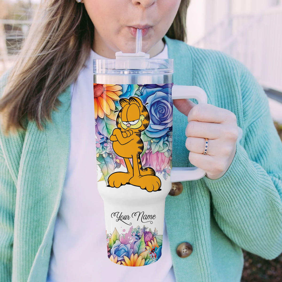 Garfield Cartoon Custom Stanley Cup 40 oz 30 oz Tumbler With Handle