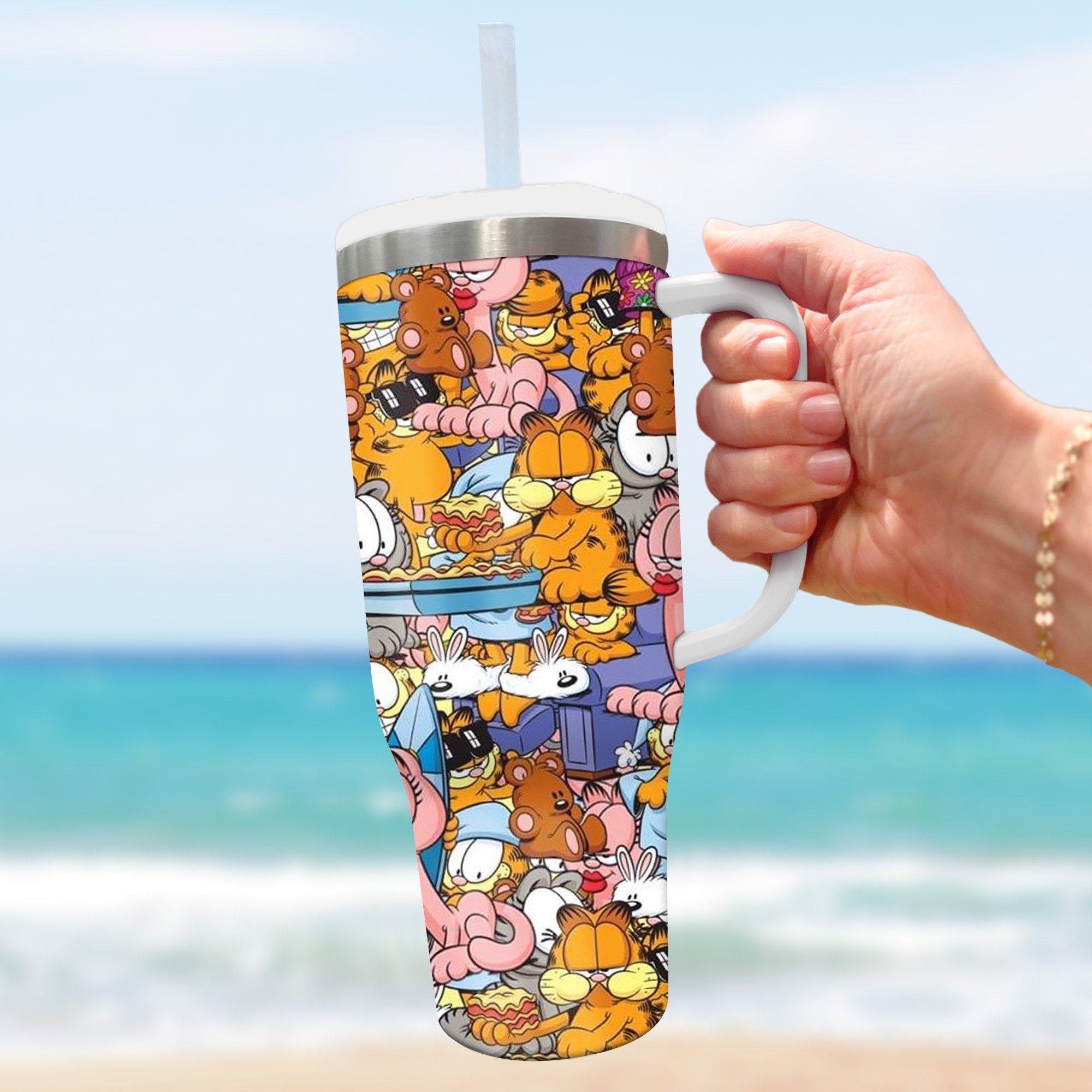Garfield Cartoon Custom Stanley Cup 40 oz 30 oz Tumbler With Handle