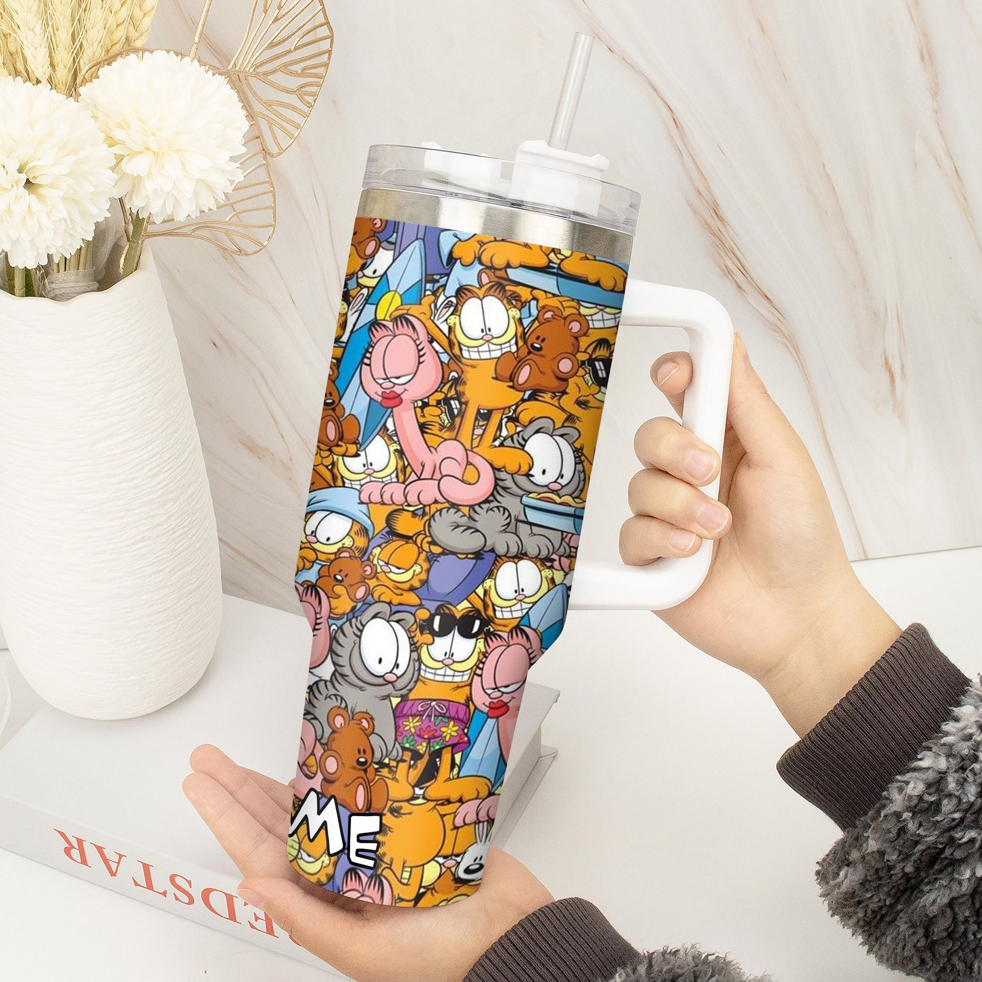 Garfield Cartoon Custom Stanley Cup 40 oz 30 oz Tumbler With Handle