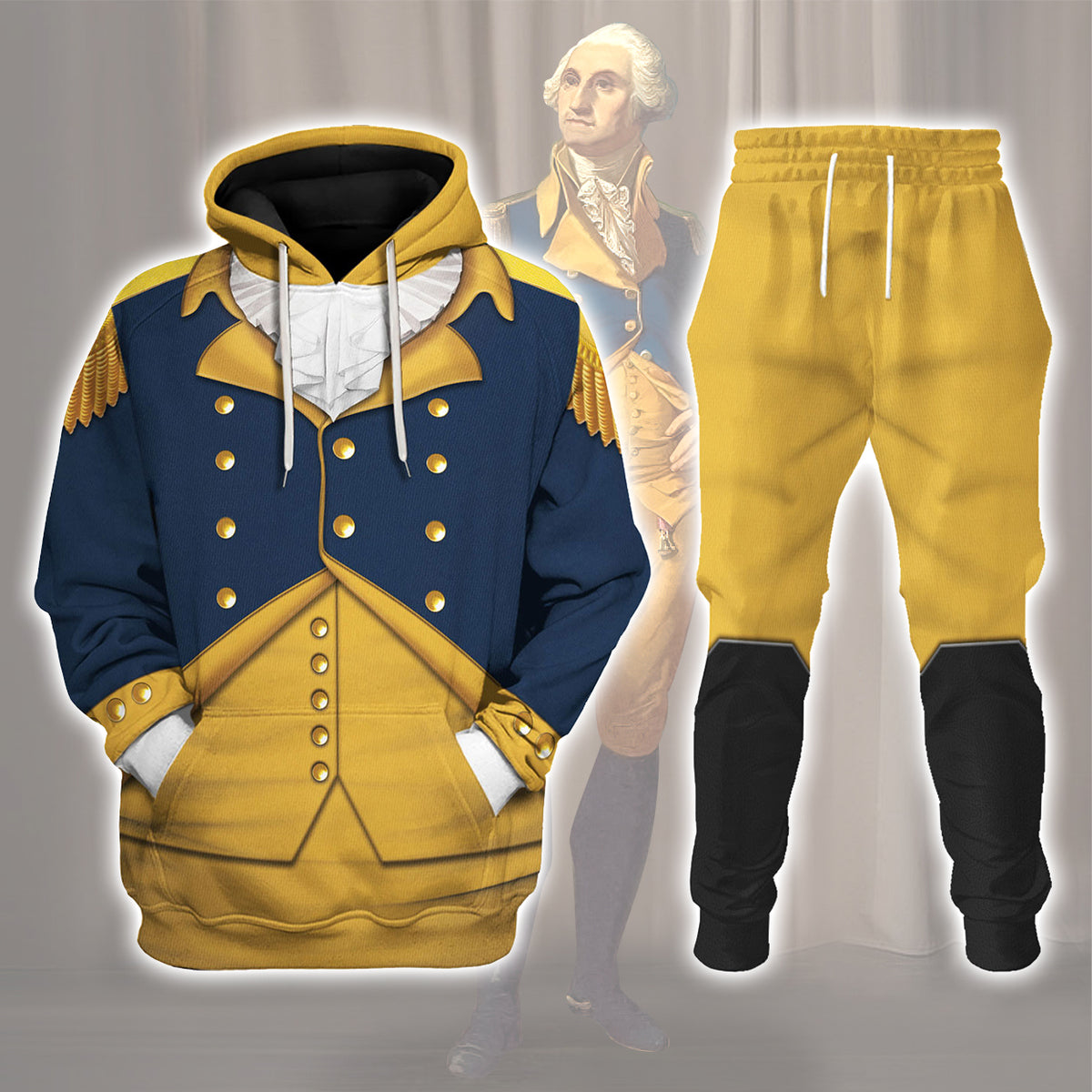 George Washington: Indispensable Man Uniform All Over Print Hoodie Sweatshirt T-Shirt Tracksuit - Stormmerch Exclusive
