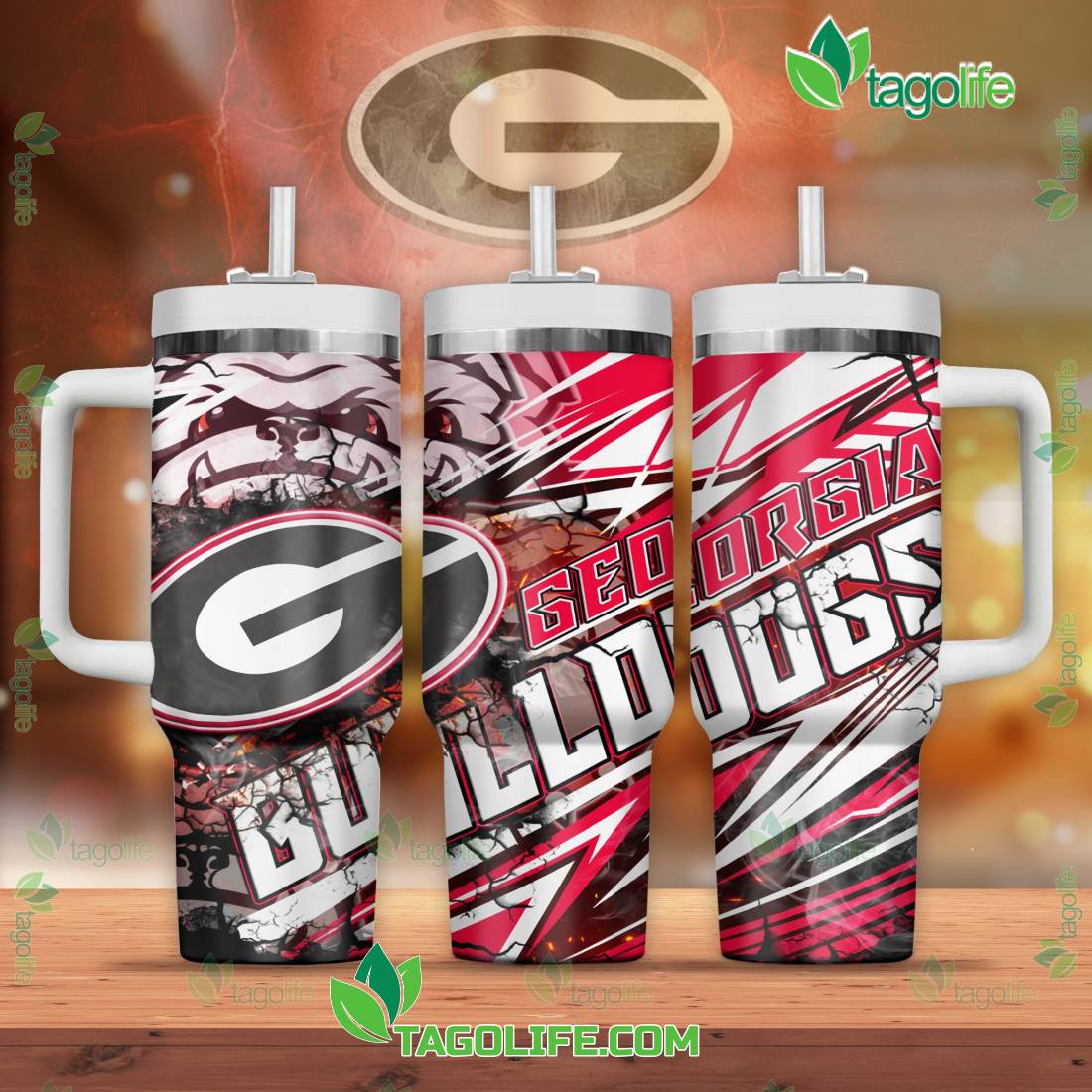 Georgia Bulldogs NCAA Custom Stanley Cup 40 oz 30 oz Tumbler With Handle