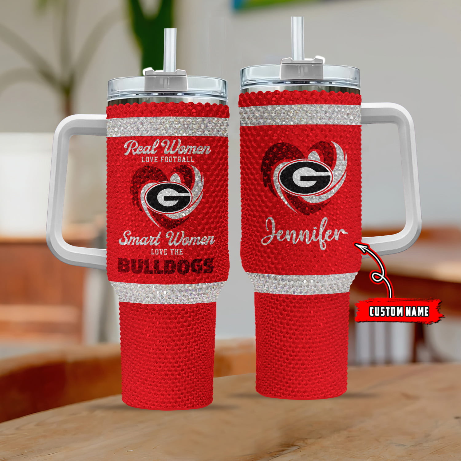 Georgia Bulldogs NCAA Custom Stanley Cup 40 oz 30 oz Tumbler With Handle