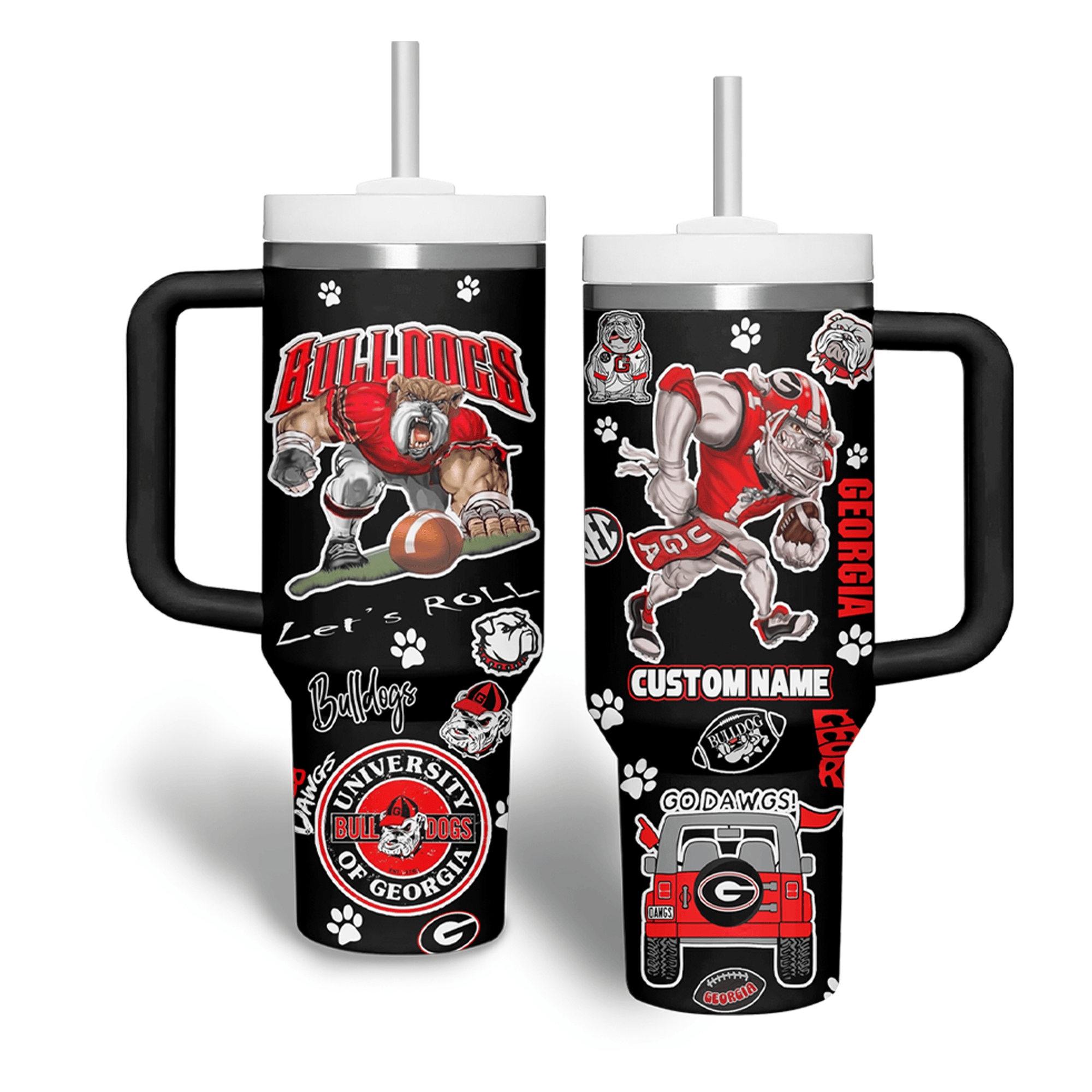 Georgia Bulldogs NCAA Custom Stanley Cup 40 oz 30 oz Tumbler With Handle