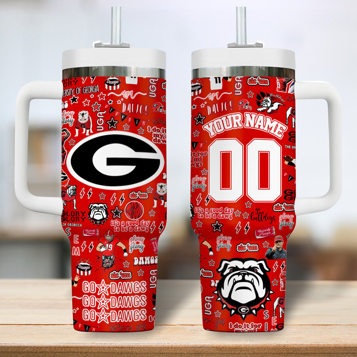 Georgia Bulldogs NCAA Custom Stanley Cup 40 oz 30 oz Tumbler With Handle