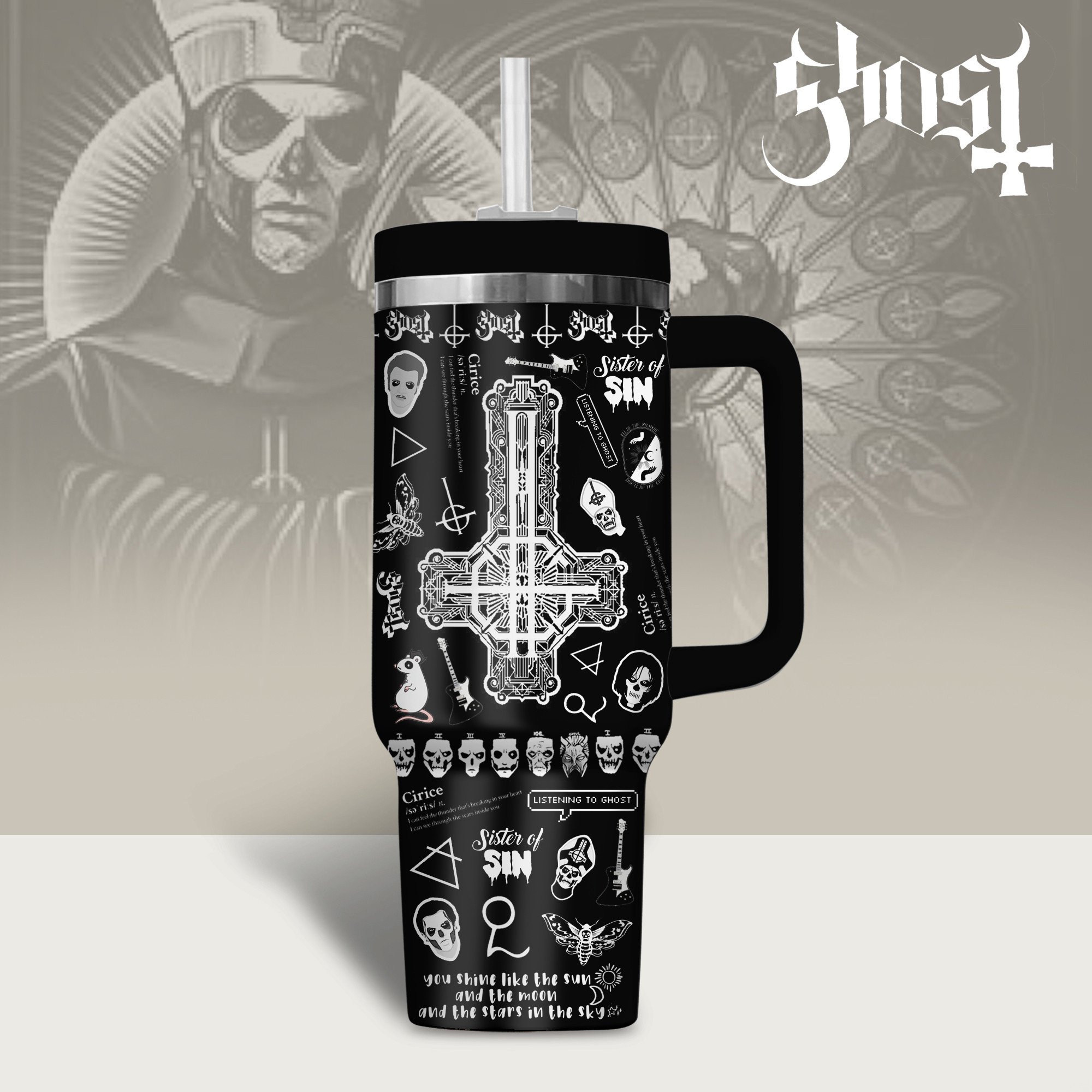 Ghost Music Custom Stanley Cup 40 oz 30 oz Tumbler With Handle
