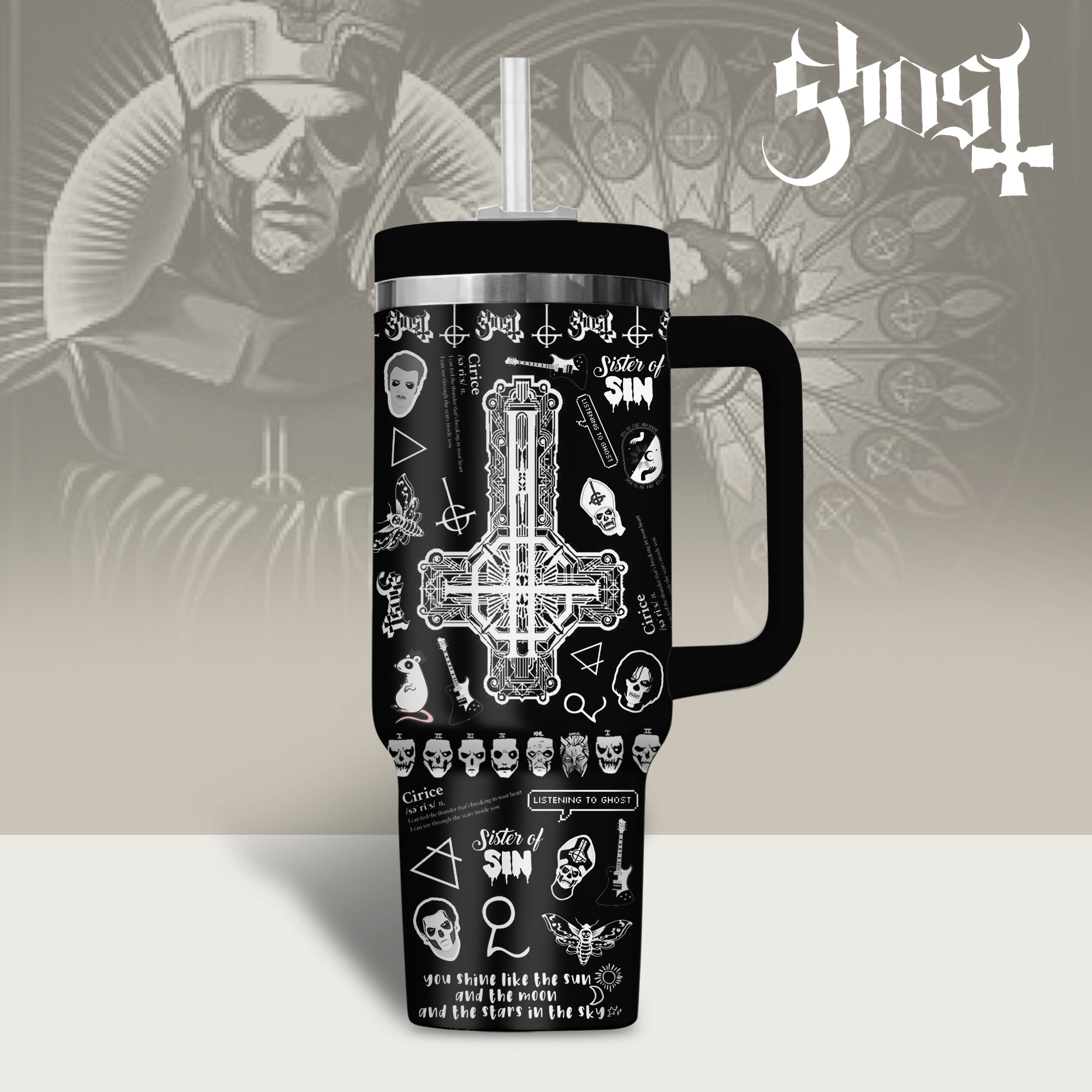 Ghost Music Custom Stanley Cup 40 oz 30 oz Tumbler With Handle