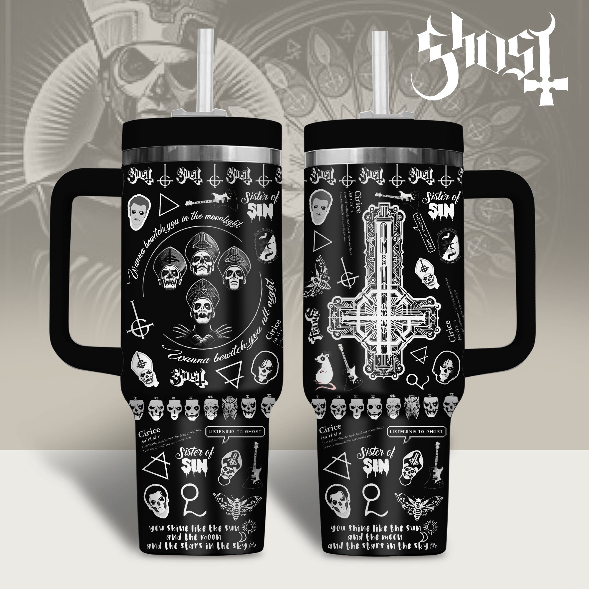 Ghost Music Custom Stanley Cup 40 oz 30 oz Tumbler With Handle
