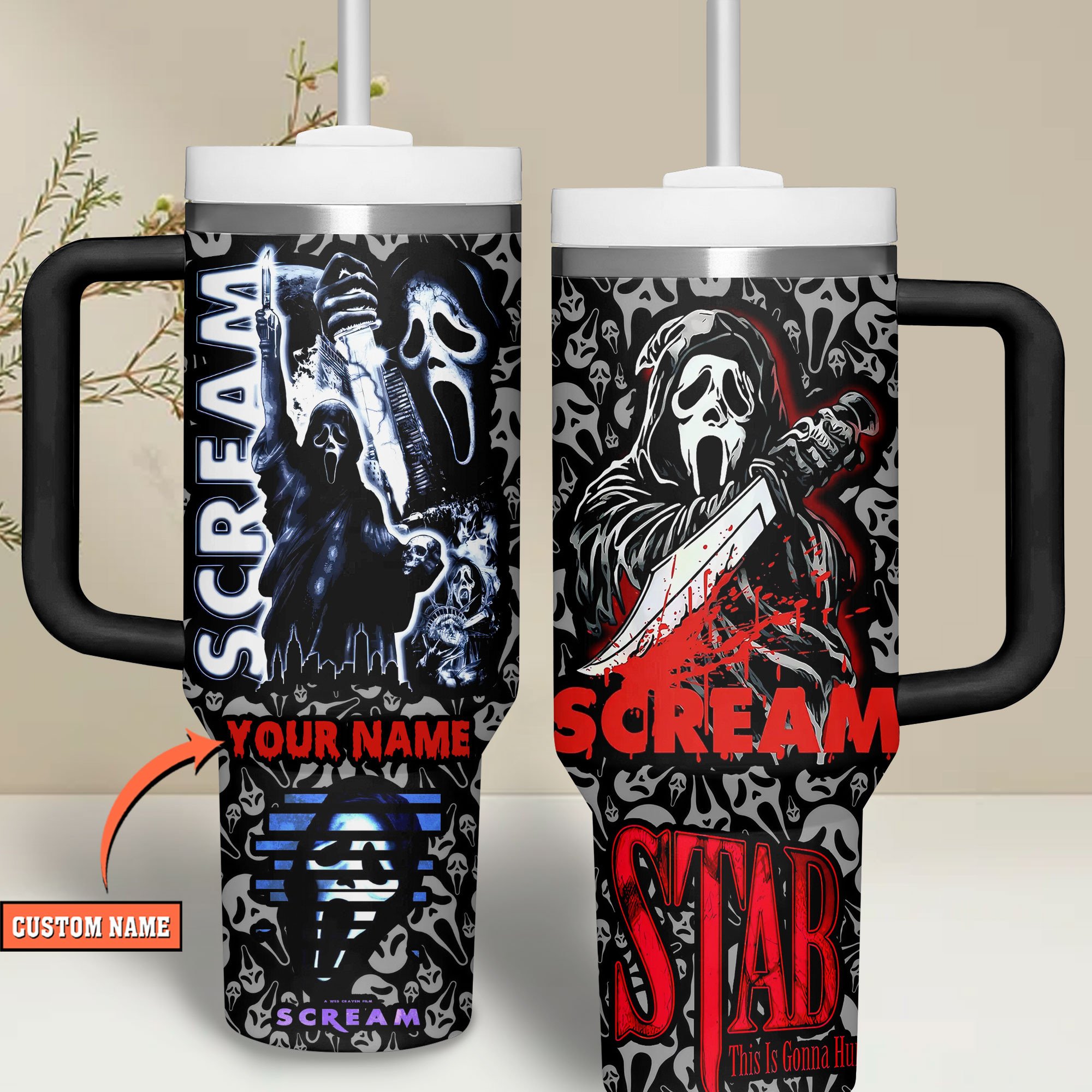 Ghostface Scream Movies Custom Stanley Cup 40 oz 30 oz Tumbler With Handle